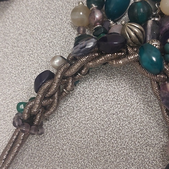 Chico's Multicolor Chunky Beaded Statement Bib DrapeNecklace - Picture 16 of 17